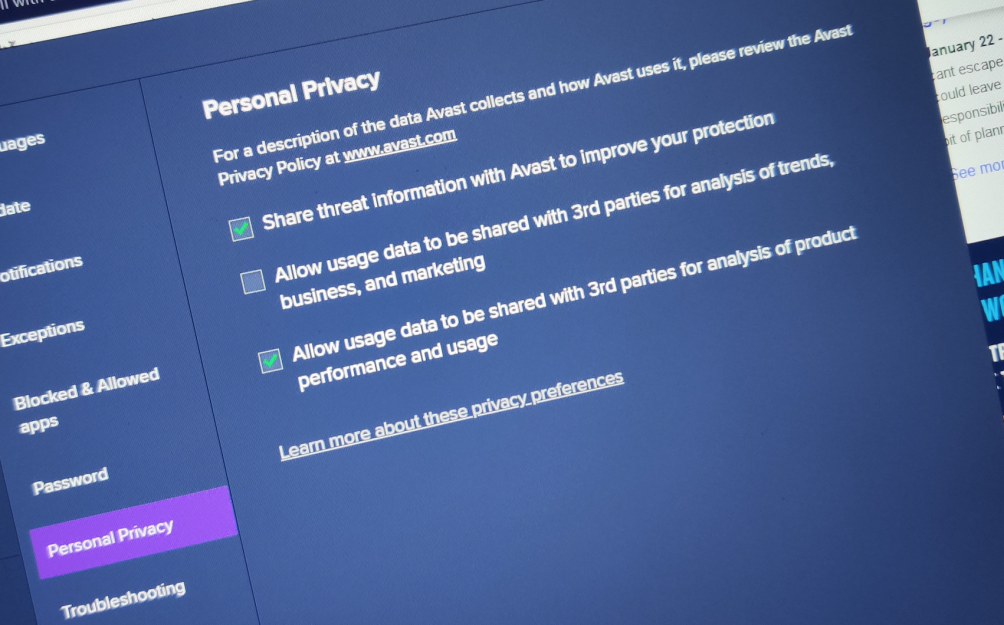 avast data privacy