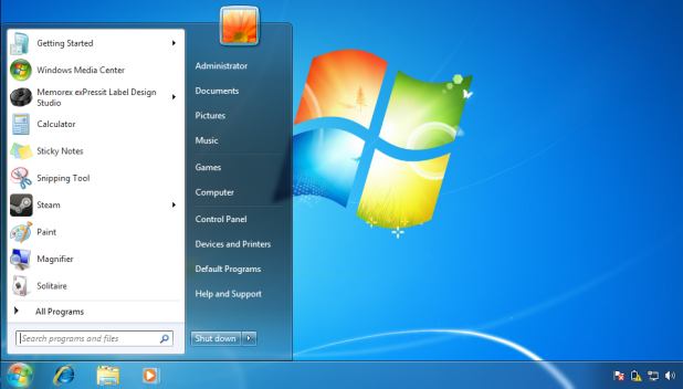 windows 7 start button