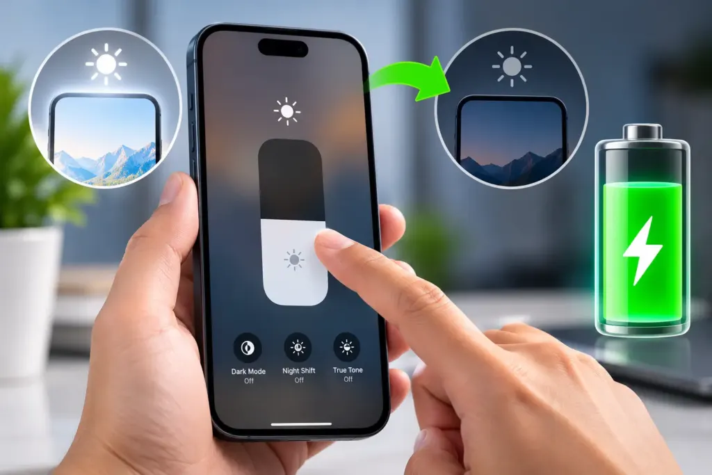 Reduce screen brightness to improve phone battery life and reduce battery drain