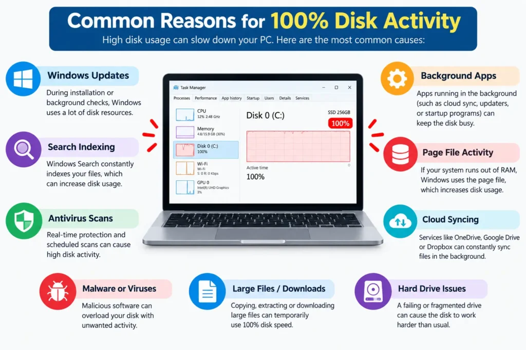"Common causes of disk usage issues in Windows"
