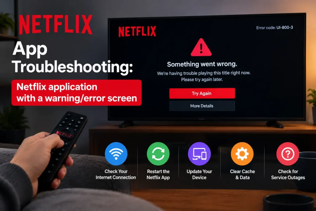Netflix app showing UI-800-3 error