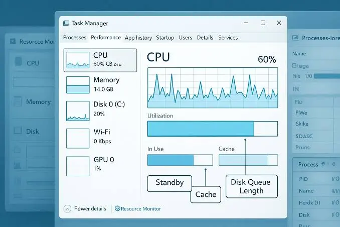"Checking disk usage in Windows Task Manager"